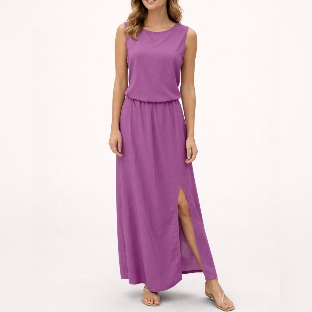 Misslook Lavendar Tank Maxi Blouson Walk Through Dress